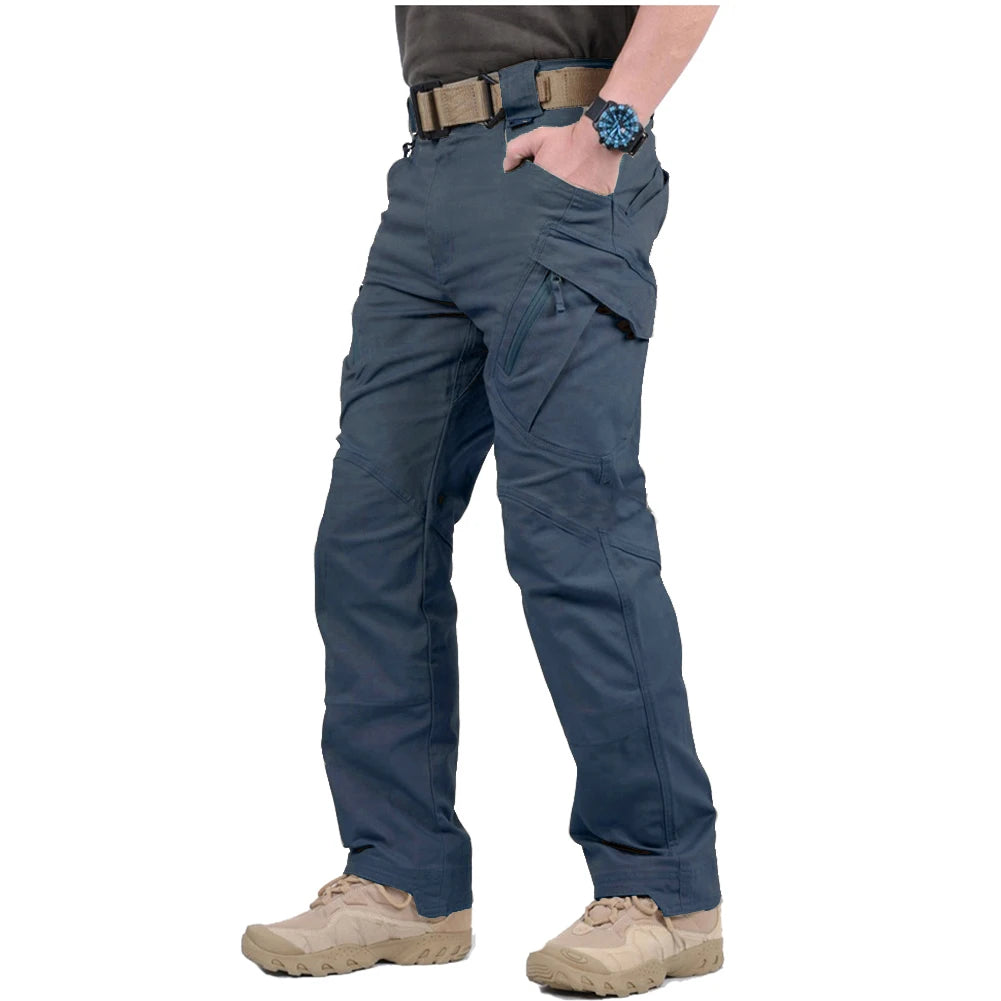 IX9 City Tactical Cargo Pants Men Stretch Cotton Work Military Pants Flexible Outdoor Army Combat Trousers with 9 Pockets