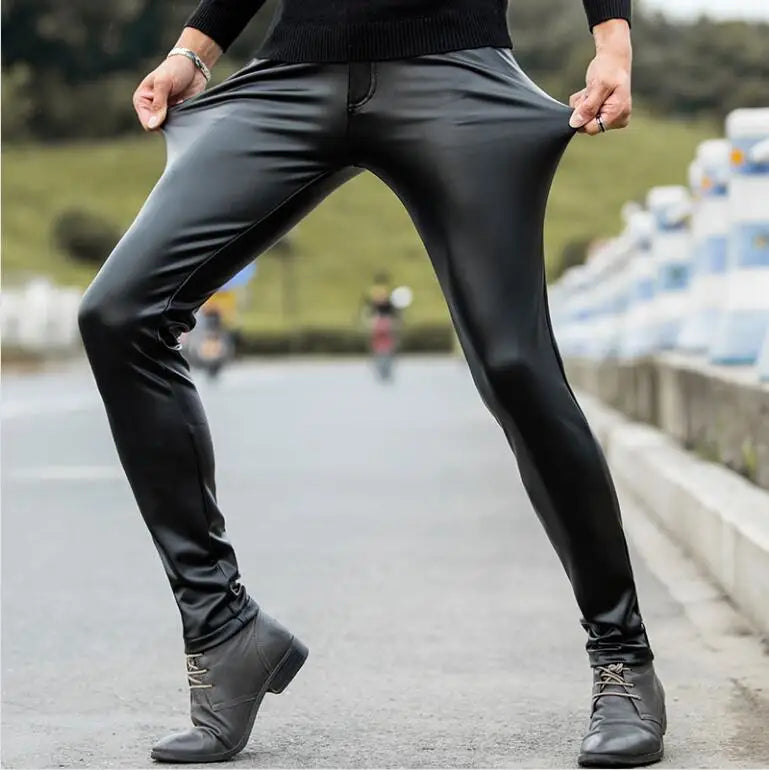 HOO 2023 autumn of cultivate one's morality play high fashionable young tight leather pants and feet locomotive PU leather pants
