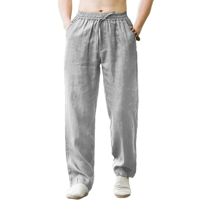 New Men's Pants Sweatwear Solid Color Breathable Trousers Cotton Fitness Lightweight Casual Summer Men Beach Pants