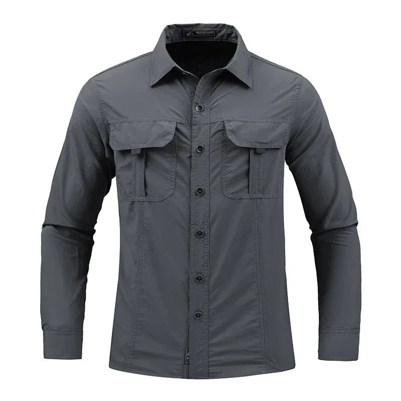 Sun Protection Fishing Shirts Men Quick Dry Long Sleeve Shirts Mesh Breathable Hiking Work Cargo Shirts Outdoor field suit
