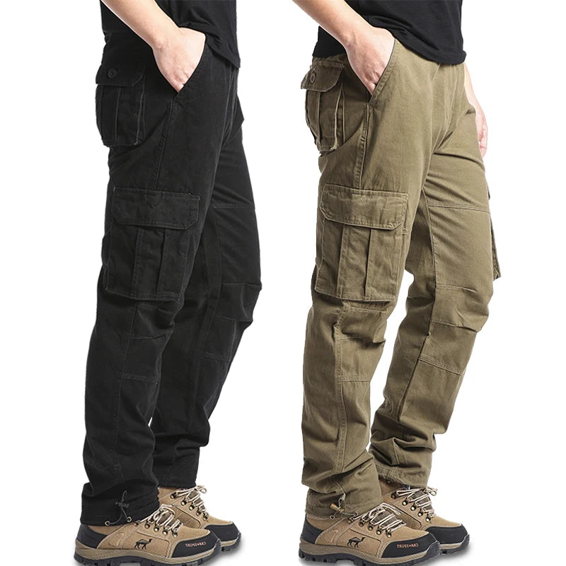Big Size Men's Casual Sports Pants Stretch Waist Tactical Cargo Pants Man Hiking Pants Joggers Cotton Trousers