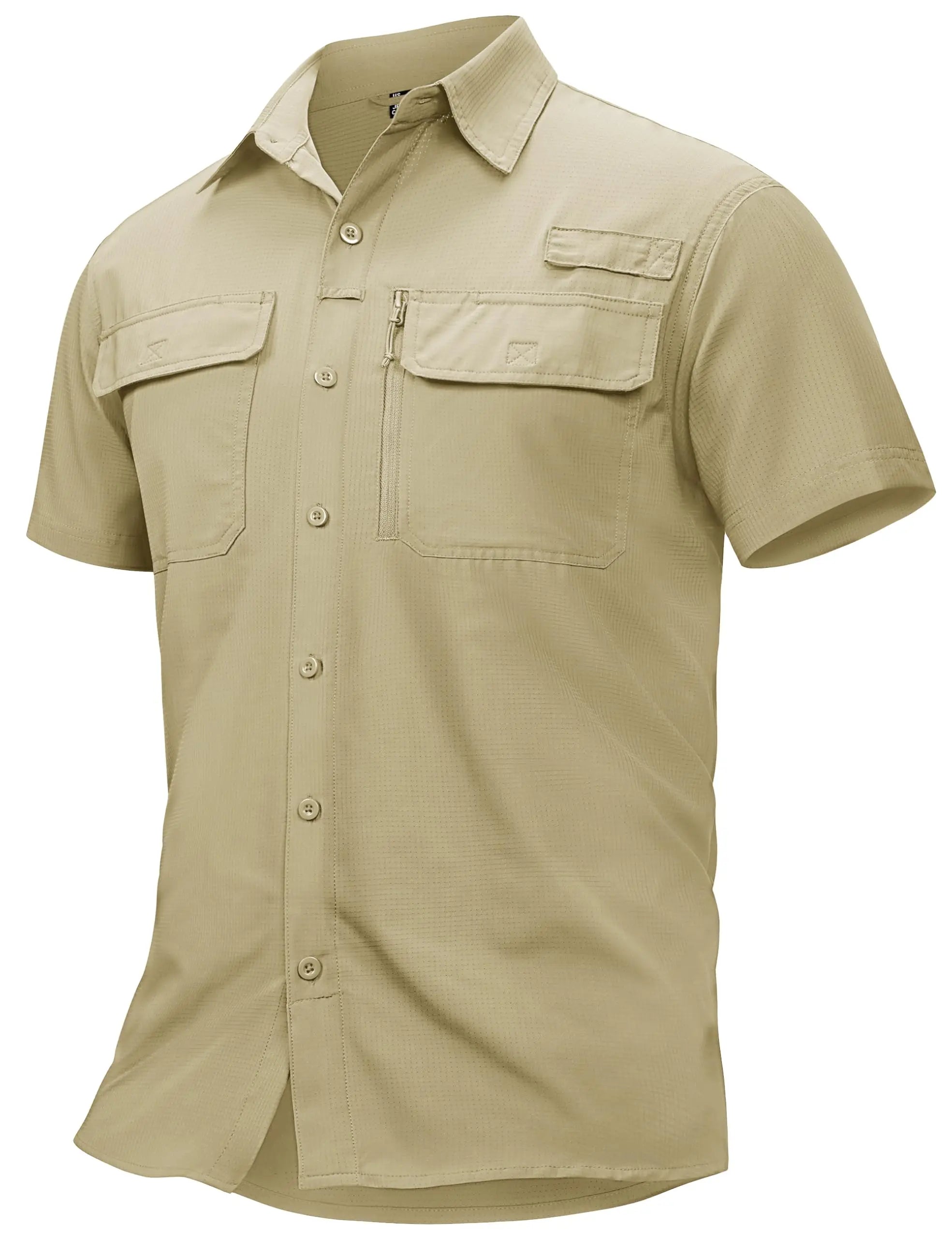 TACVASEN Quick Dry Fishing Shirts Men's UPF 50+ Sun Protection Long+short Sleeve Shirts Mesh Breathable Hiking Work Cargo Shirts