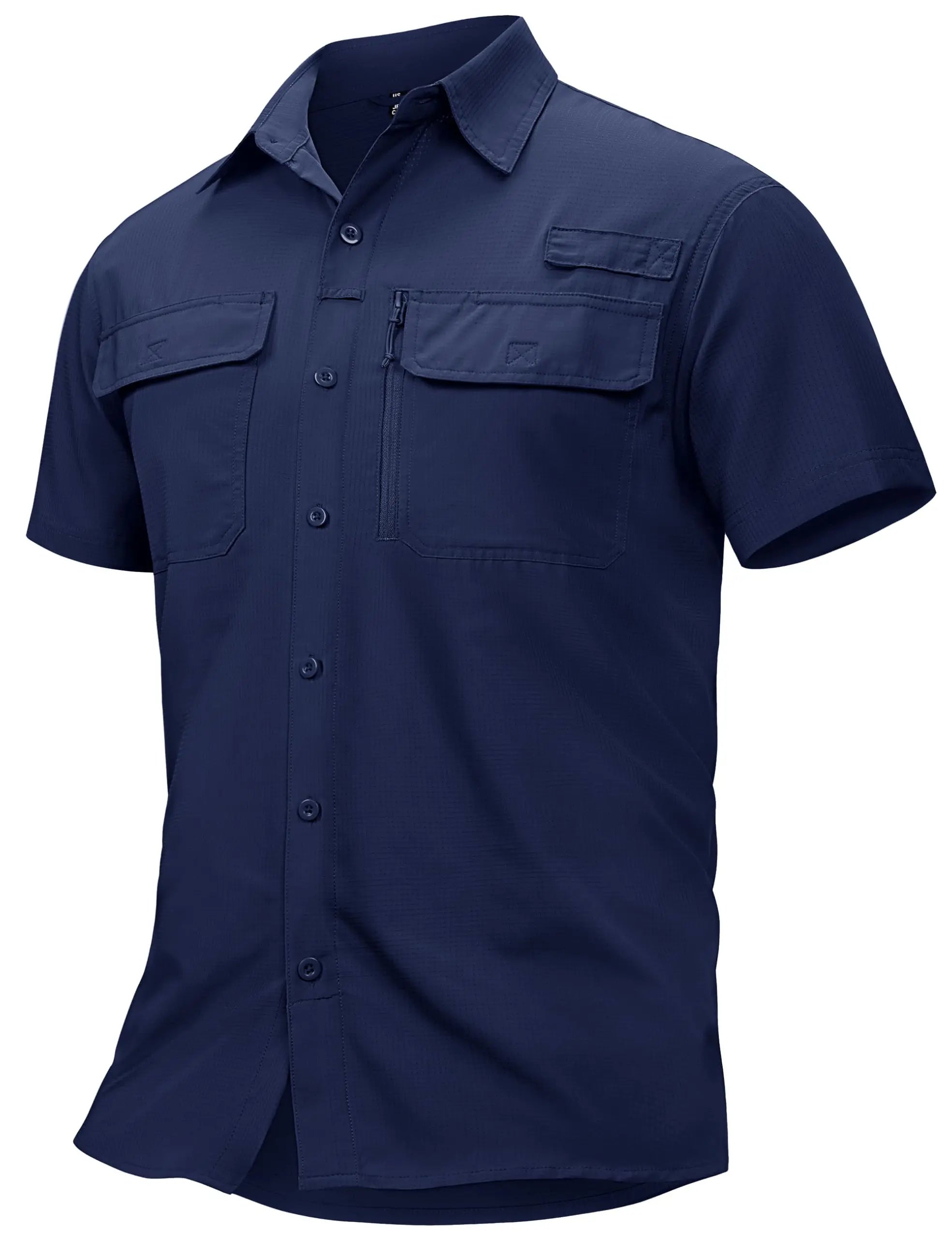 TACVASEN Quick Dry Fishing Shirts Men's UPF 50+ Sun Protection Long+short Sleeve Shirts Mesh Breathable Hiking Work Cargo Shirts