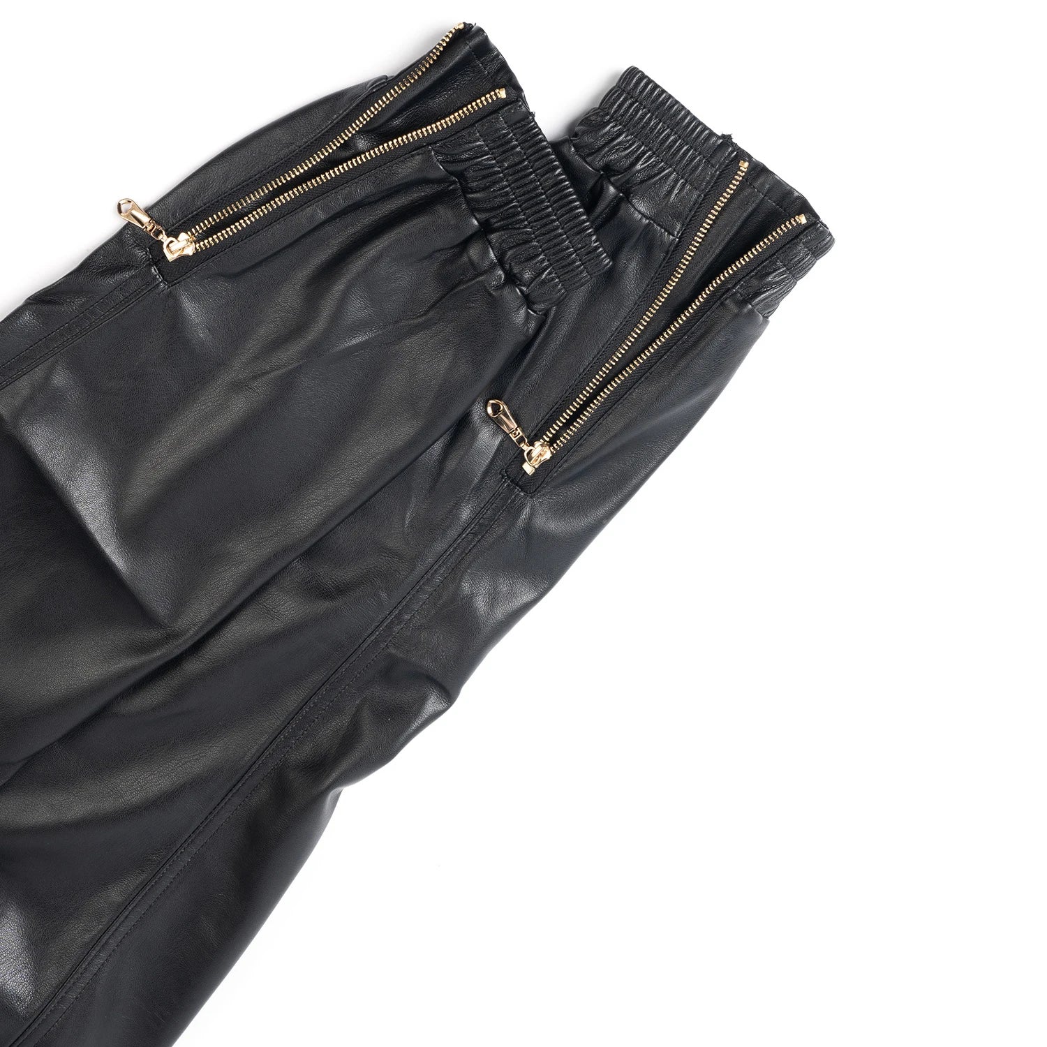 Men's Leather Pants Elastic Waist Jogger Pants PU Leather Motorcycle Trousers Biker's Pants