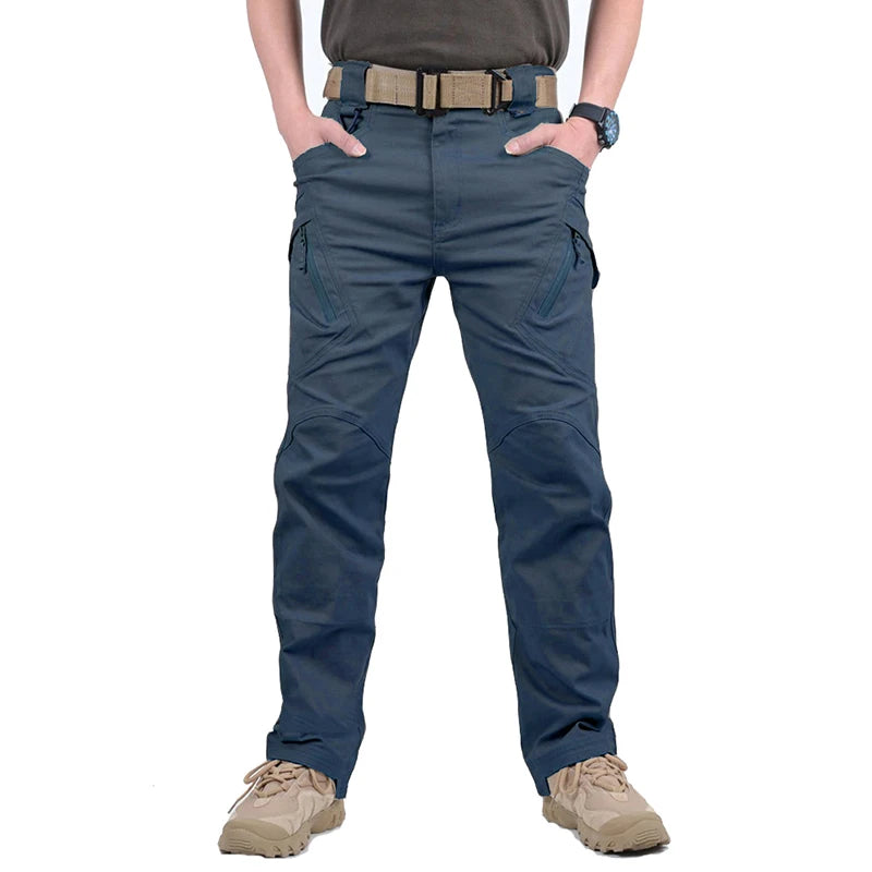 IX9 City Tactical Cargo Pants Men Stretch Cotton Work Military Pants Flexible Outdoor Army Combat Trousers with 9 Pockets