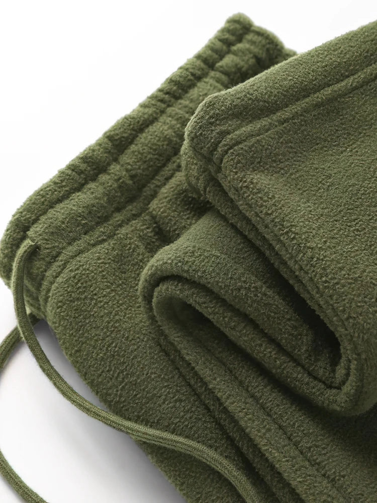 Vintage Thick Winter Casual Fleece Pants Men Wide leg Baggy Warm Sweatpants Male Drawing Jogger Pants Falls Trousers