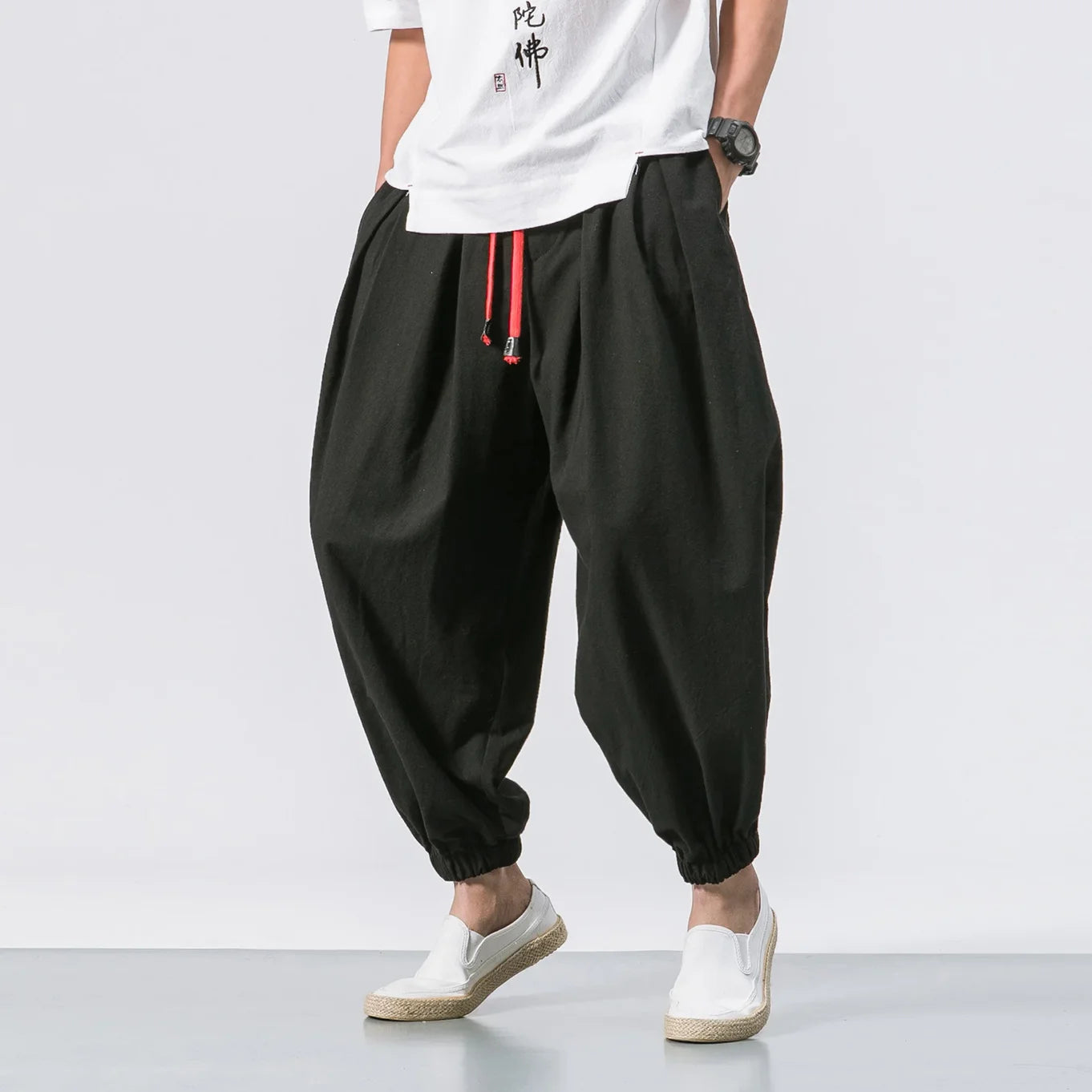 Men Loose Harem Pants Chinese Linen Overweight Sweatpants High Quality Casual Brand Oversize Trousers Male