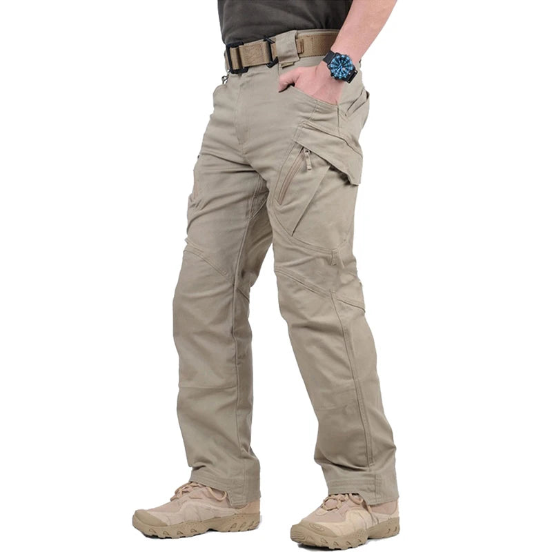 IX9 City Tactical Cargo Pants Men Stretch Cotton Work Military Pants Flexible Outdoor Army Combat Trousers with 9 Pockets