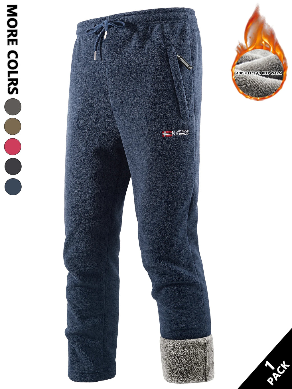 Men's Fleece-Lined Long Pants, Heat-Retaining and Warm, Soft and Skin-Friendly, Suitable for Home Leisure, Daily Commuting, Outdoor Walking, Warm-Up Exercises, Autumn and Winter Outings, and Short Trips