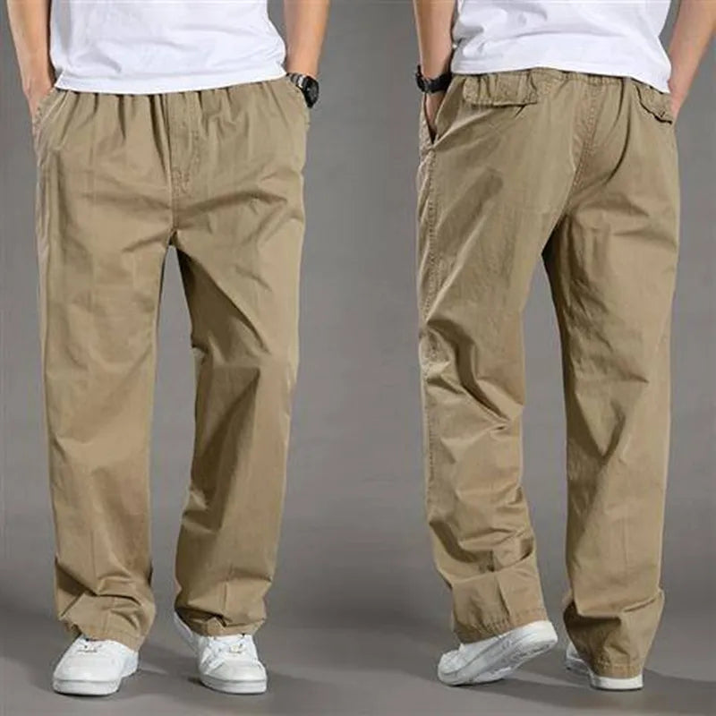 Summer thin cotton casual pants men loose straight leg 2024 new men's pants trend all matching men's long pants