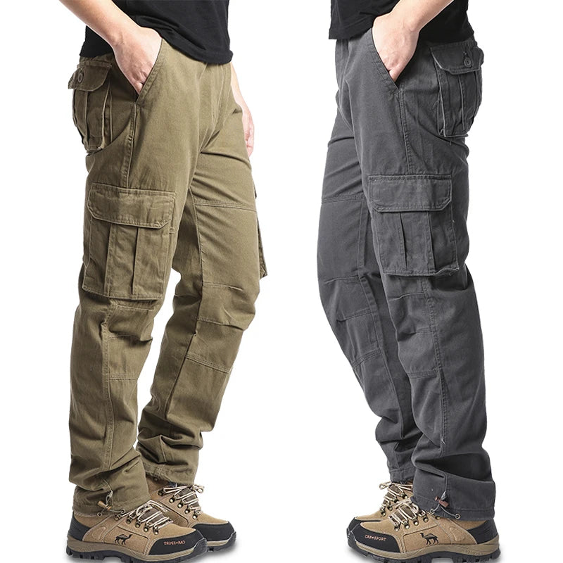 Big Size Men's Casual Sports Pants Stretch Waist Tactical Cargo Pants Man Hiking Pants Joggers Cotton Trousers