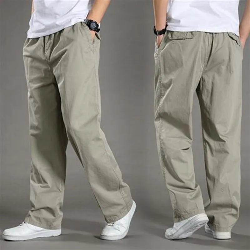 Summer thin cotton casual pants men loose straight leg 2024 new men's pants trend all matching men's long pants