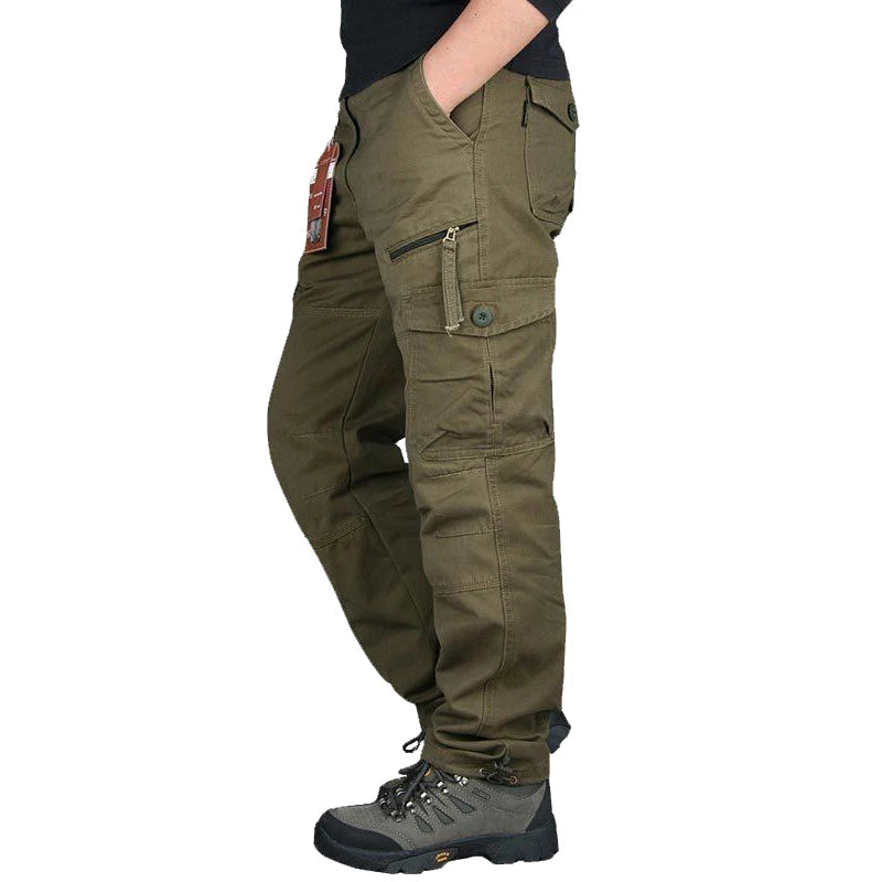 Big Size Men's Casual Sports Pants Stretch Waist Tactical Cargo Pants Man Hiking Pants Joggers Cotton Trousers
