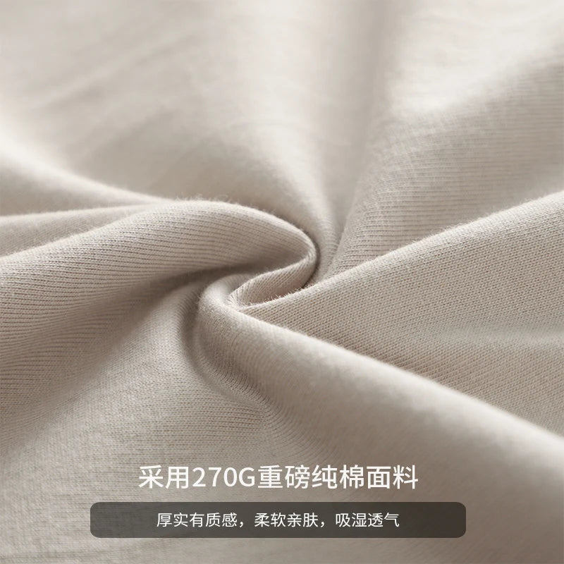 Dukeen 270G Heavyweight Half-Turtleneck Long-Sleeve T Shirts for Men Autumn 100% Cotton Solid Color Undershirt Men's Clothing