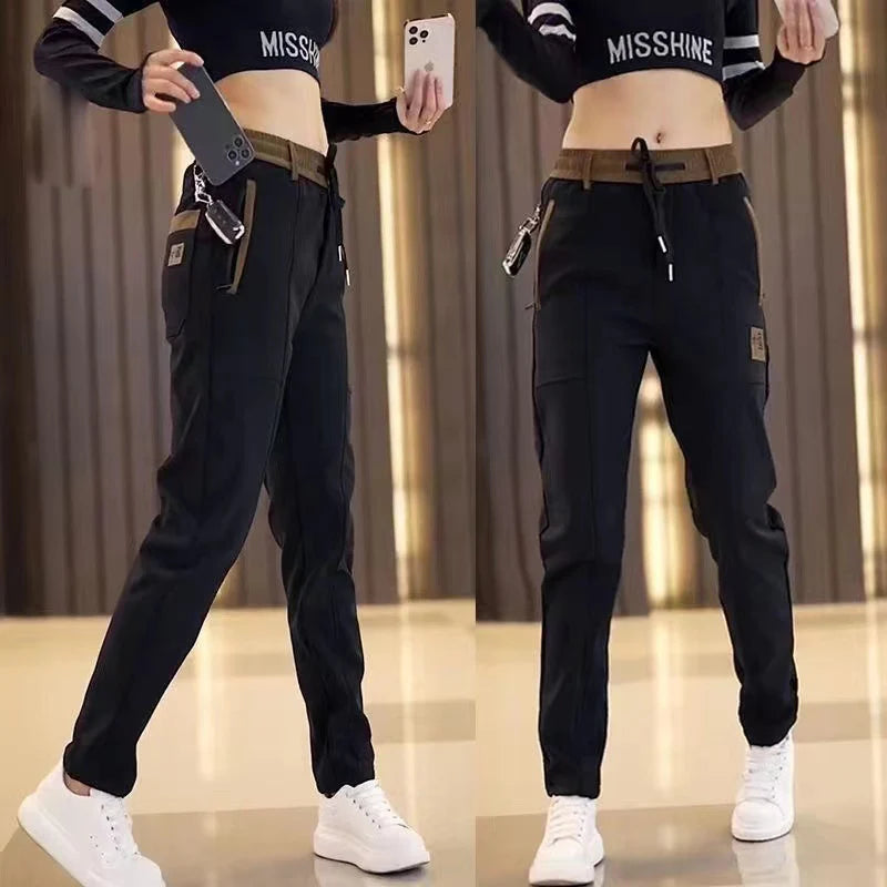 New Chinese Style Casual Mens Pants Summer Ice Silk Mid-Waist Elastic Straight Trousers Confortable Breathable Sports Pants