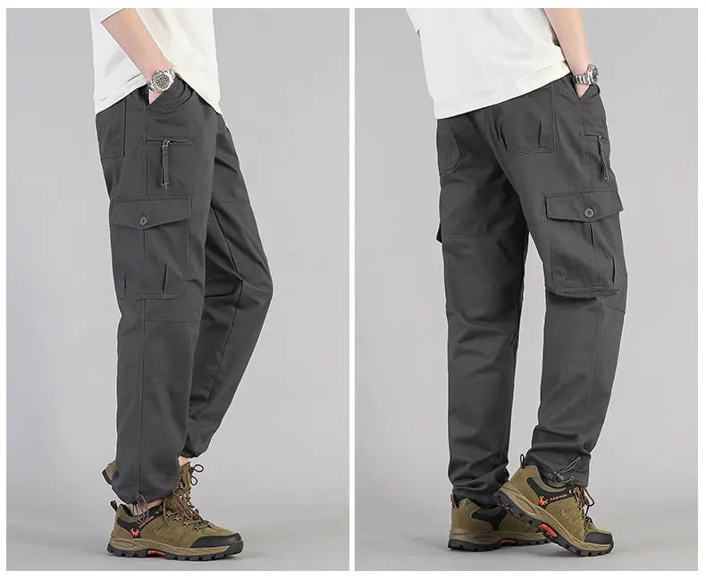 Big Size Men's Casual Sports Pants Stretch Waist Tactical Cargo Pants Man Hiking Pants Joggers Cotton Trousers