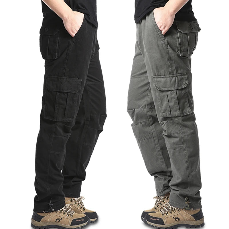 Big Size Men's Casual Sports Pants Stretch Waist Tactical Cargo Pants Man Hiking Pants Joggers Cotton Trousers