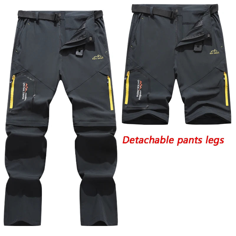 Men's outdoor quick drying pants lightweight and breathable detachable leg sports pants casual elastic hiking travel pants