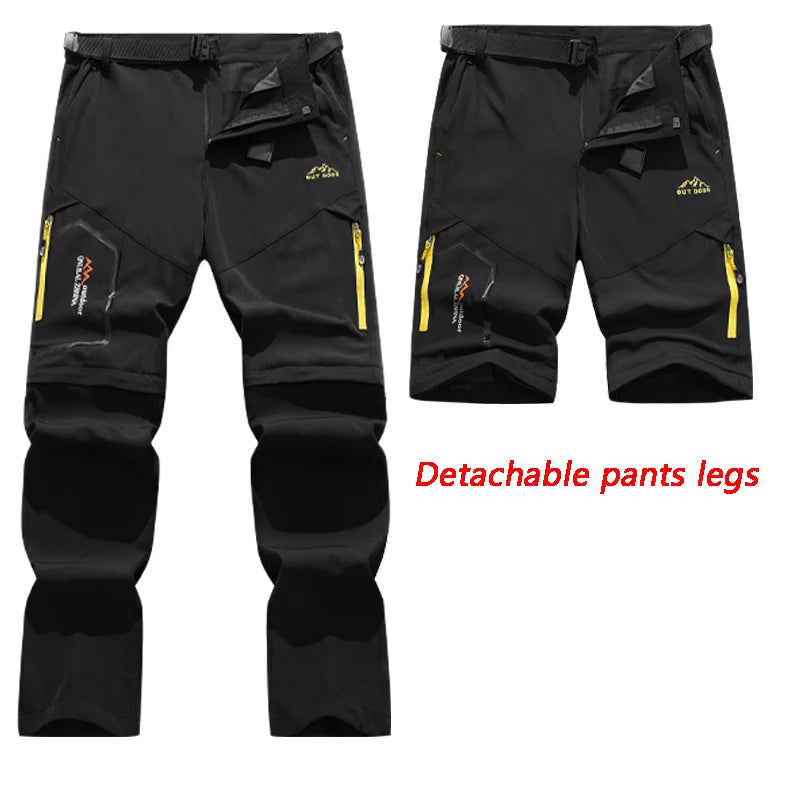 Men's outdoor quick drying pants lightweight and breathable detachable leg sports pants casual elastic hiking travel pants