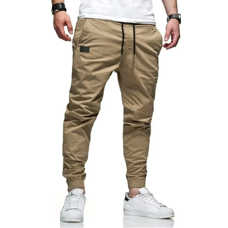 New slim fit casual pants, simple European and American casual solid color patchwork leather pants, youthful trendy pants