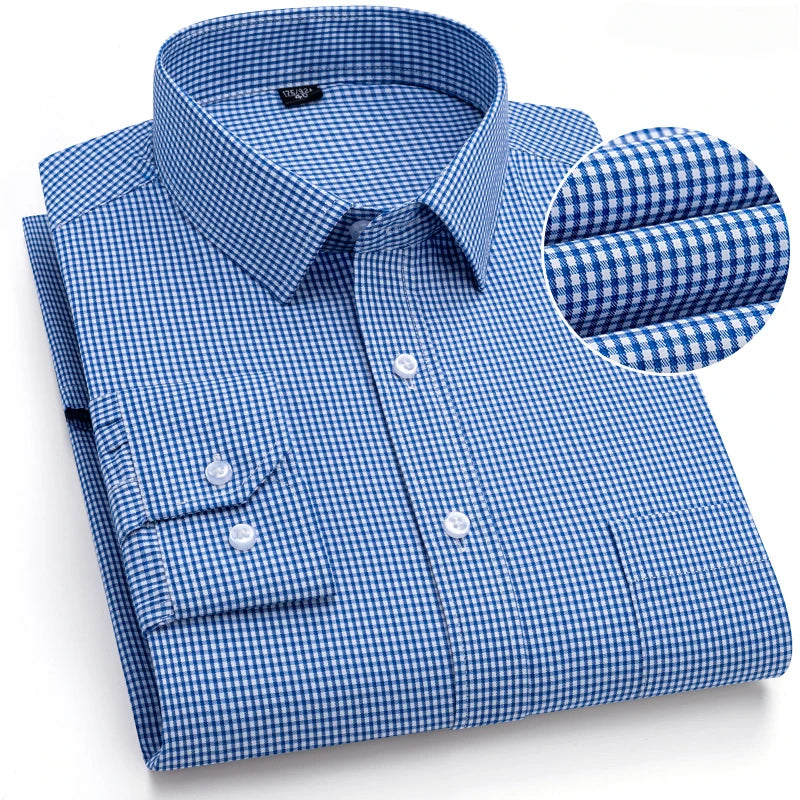 New in shirt elegants cotton long-sleeve shirts for men slim fit Casual plain shirt plaid designer tops soft houndstooth clothes