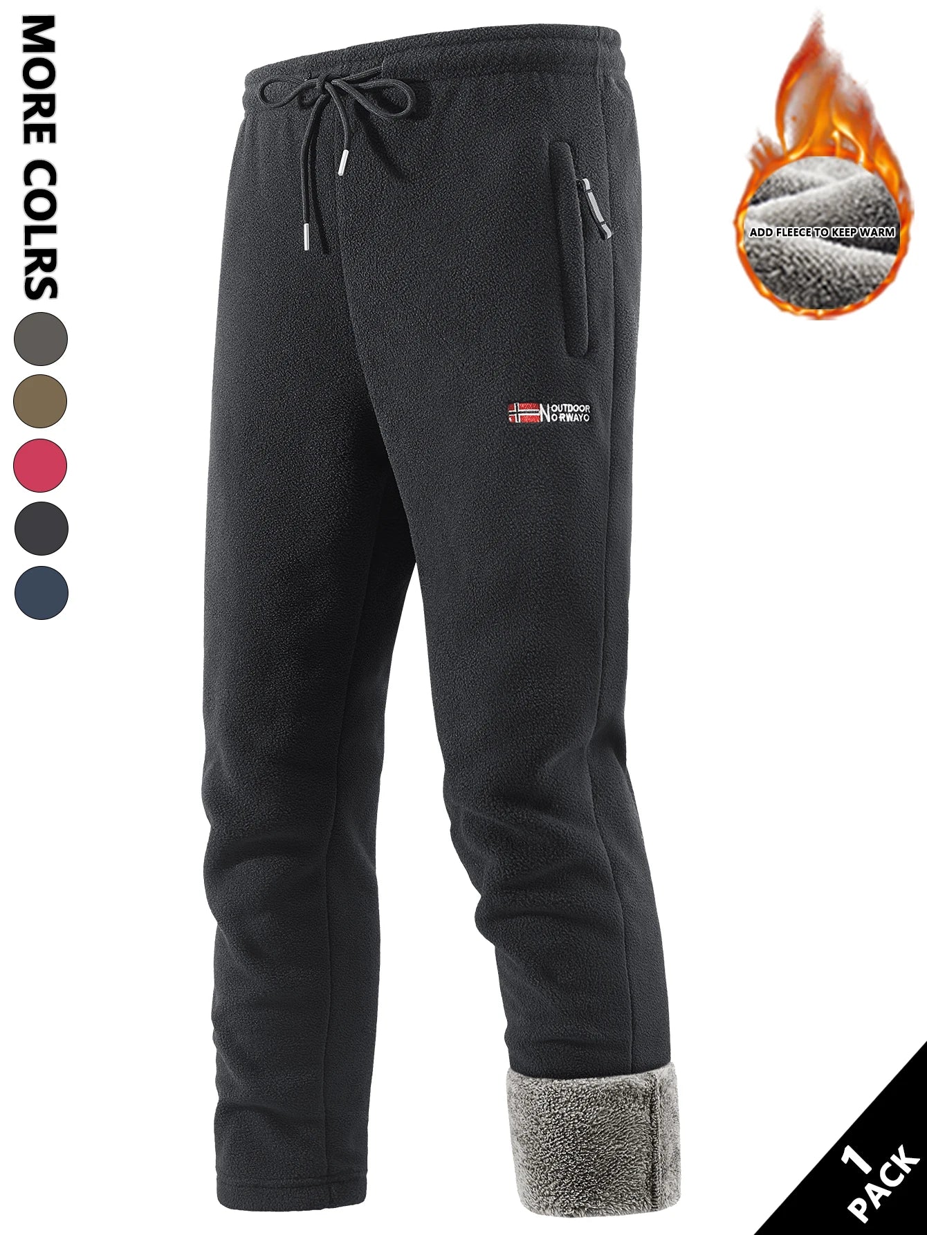 Men's Fleece-Lined Long Pants, Heat-Retaining and Warm, Soft and Skin-Friendly, Suitable for Home Leisure, Daily Commuting, Outdoor Walking, Warm-Up Exercises, Autumn and Winter Outings, and Short Trips