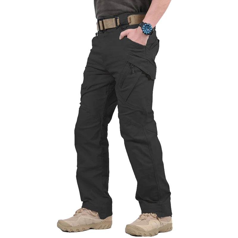 IX9 City Tactical Cargo Pants Men Stretch Cotton Work Military Pants Flexible Outdoor Army Combat Trousers with 9 Pockets