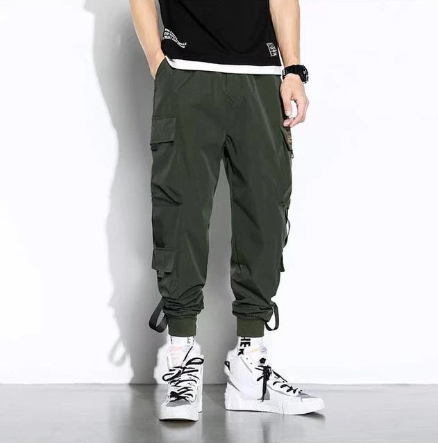 Outdoor Casual Pants Men's wear-resistant loose-fitting straight-leg multi-pocket overalls men's trousers