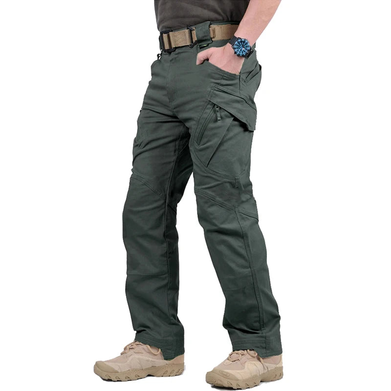 IX9 City Tactical Cargo Pants Men Stretch Cotton Work Military Pants Flexible Outdoor Army Combat Trousers with 9 Pockets