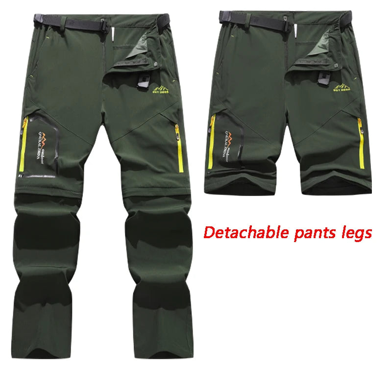 Men's outdoor quick drying pants lightweight and breathable detachable leg sports pants casual elastic hiking travel pants