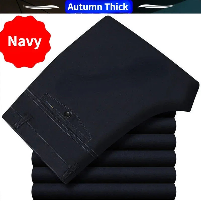 100% Cotton Summer Thin Suit Pants Mens Casual Autumn Thick Classic Business Fashion Stretch Trousers Male Brand Clothes KOACUS