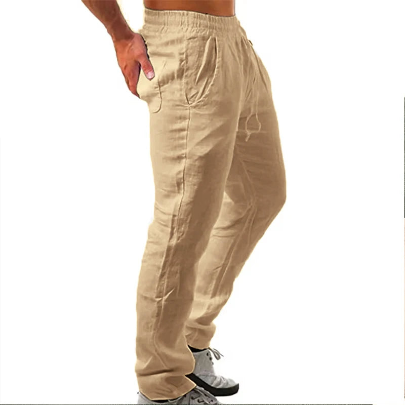 Korean Summer Men's Cotton Pants New Breathable Solid Color Comfortable Pants Fitness Yoga Jogging Sweatpants Streetwear