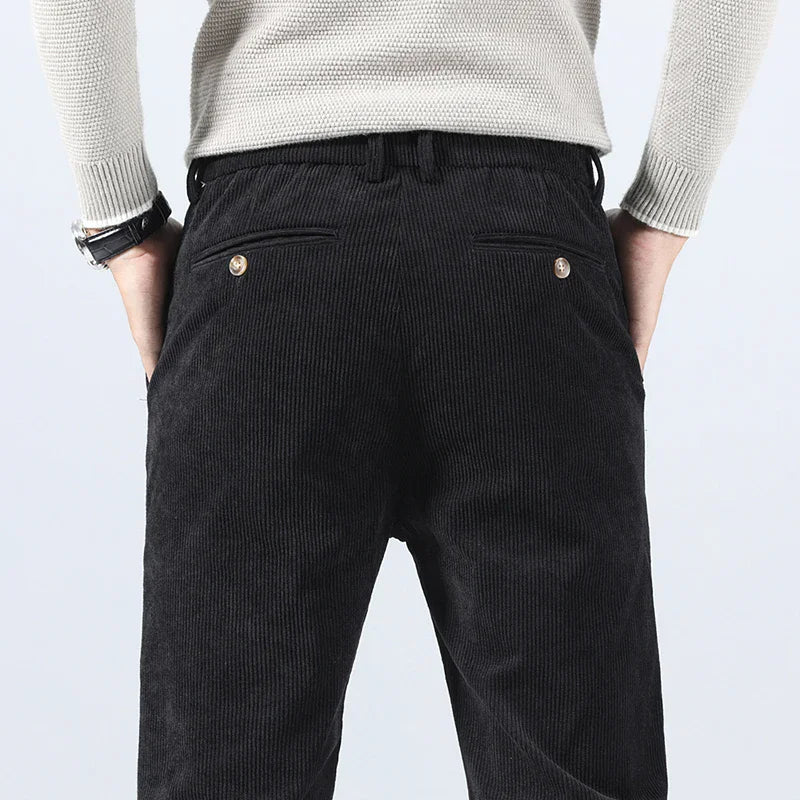2024 Spring Autumn Men's Corduroy Casual Pants Business Fashion Solid Color Elastic Regular Fit Trousers Male size 29-38