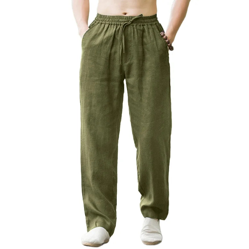 New Men's Pants Sweatwear Solid Color Breathable Trousers Cotton Fitness Lightweight Casual Summer Men Beach Pants