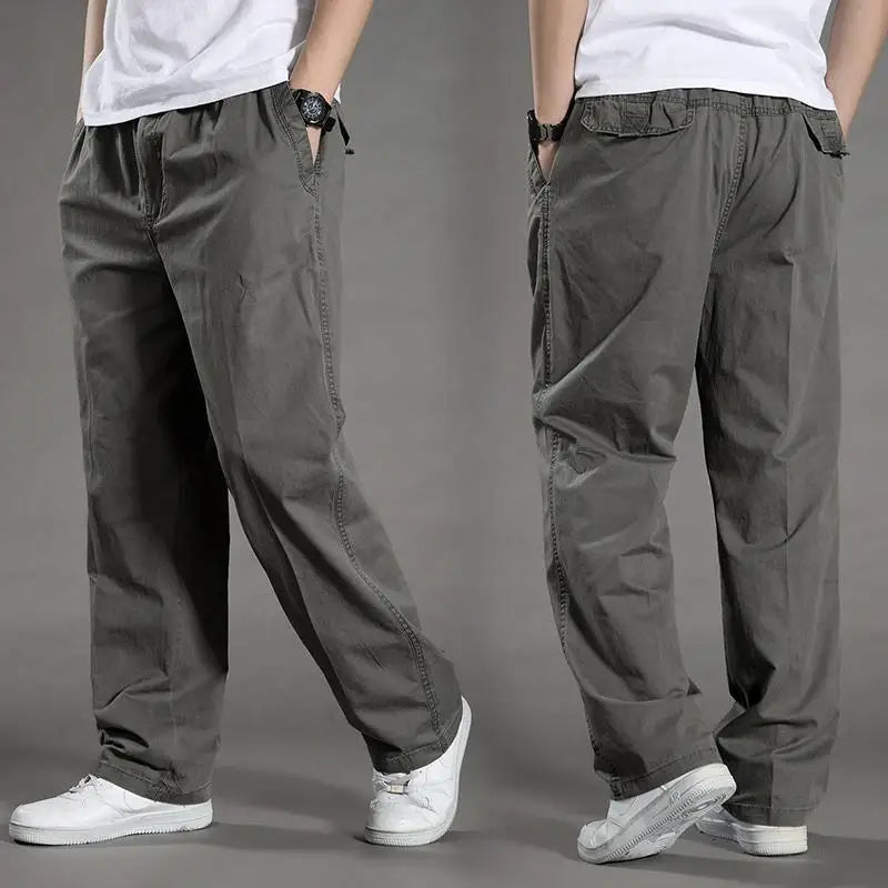 Summer thin cotton casual pants men loose straight leg 2024 new men's pants trend all matching men's long pants