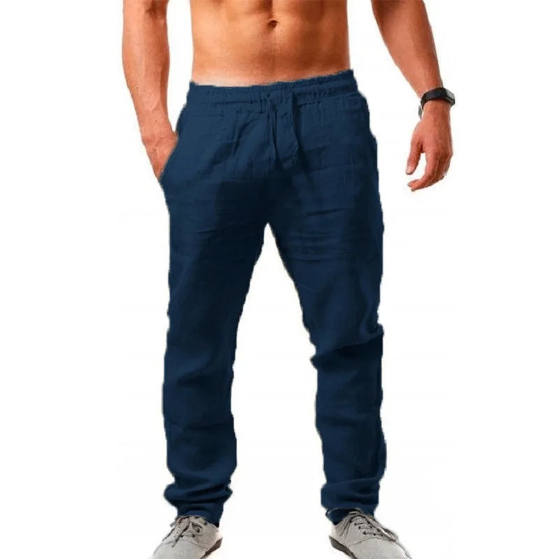 Korean Summer Men's Cotton Pants New Breathable Solid Color Comfortable Pants Fitness Yoga Jogging Sweatpants Streetwear