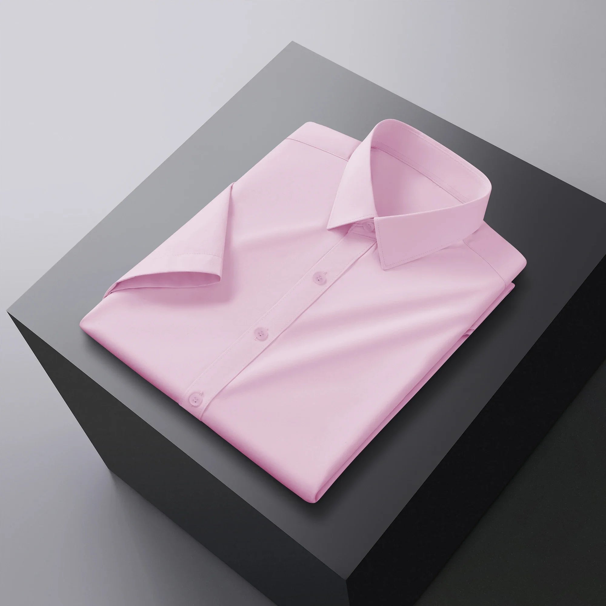 New Men's Business Casual Solid Color Short Sleeved Shirt for Summer Fashion No Ironing Comfortable and Versatile Top