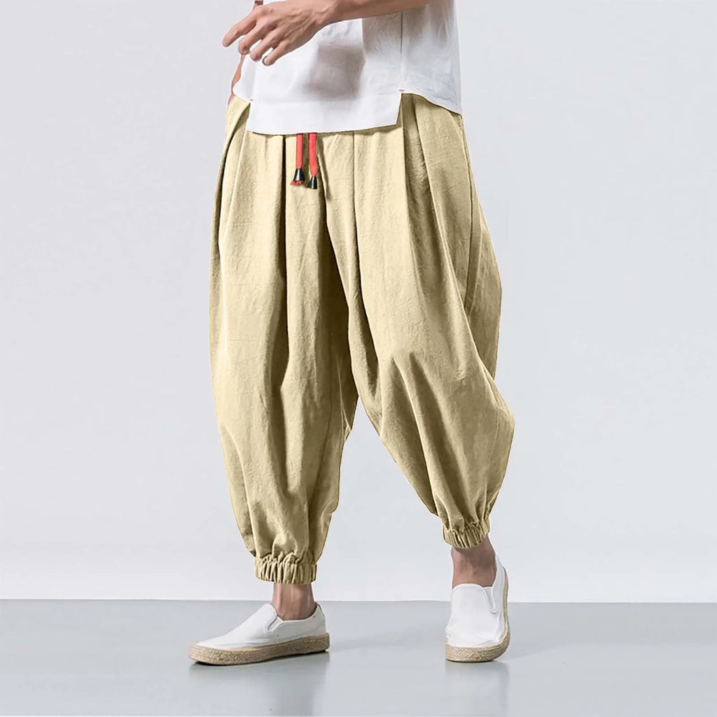 Men Loose Harem Pants Chinese Linen Overweight Sweatpants High Quality Casual Brand Oversize Trousers Male