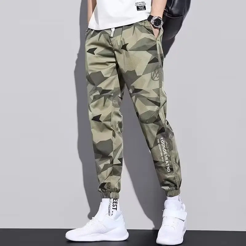 Loose Fit Multi Pocket Joggers For Spring Summer, Men's Street Style Waist Drawstring Casual Pants Cargo Pants For Fitness Outdo