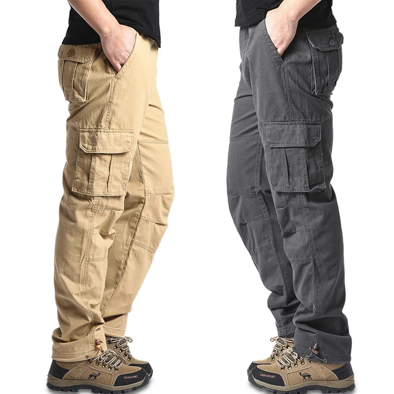 Big Size Men's Casual Sports Pants Stretch Waist Tactical Cargo Pants Man Hiking Pants Joggers Cotton Trousers
