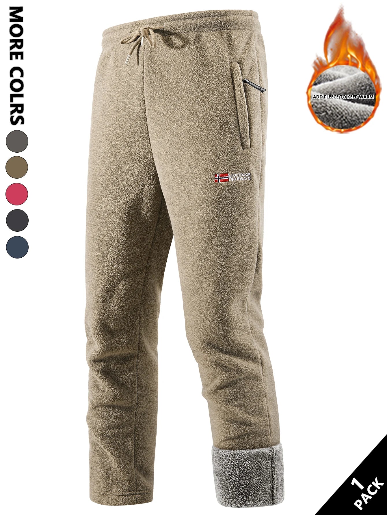 Men's Fleece-Lined Long Pants, Heat-Retaining and Warm, Soft and Skin-Friendly, Suitable for Home Leisure, Daily Commuting, Outdoor Walking, Warm-Up Exercises, Autumn and Winter Outings, and Short Trips