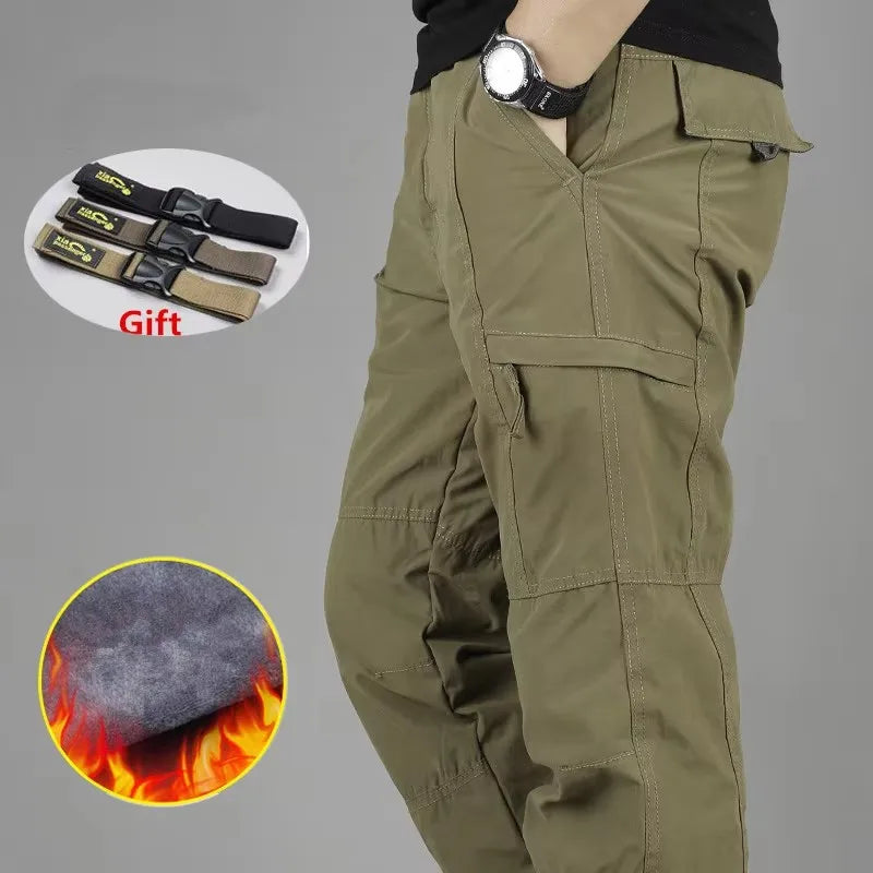 Men's Fleece Cargo Pants Winter Plush Tactical Pants Casual Joggers 3XL Korean Loose Hiking Running Warm Thermal Trousers