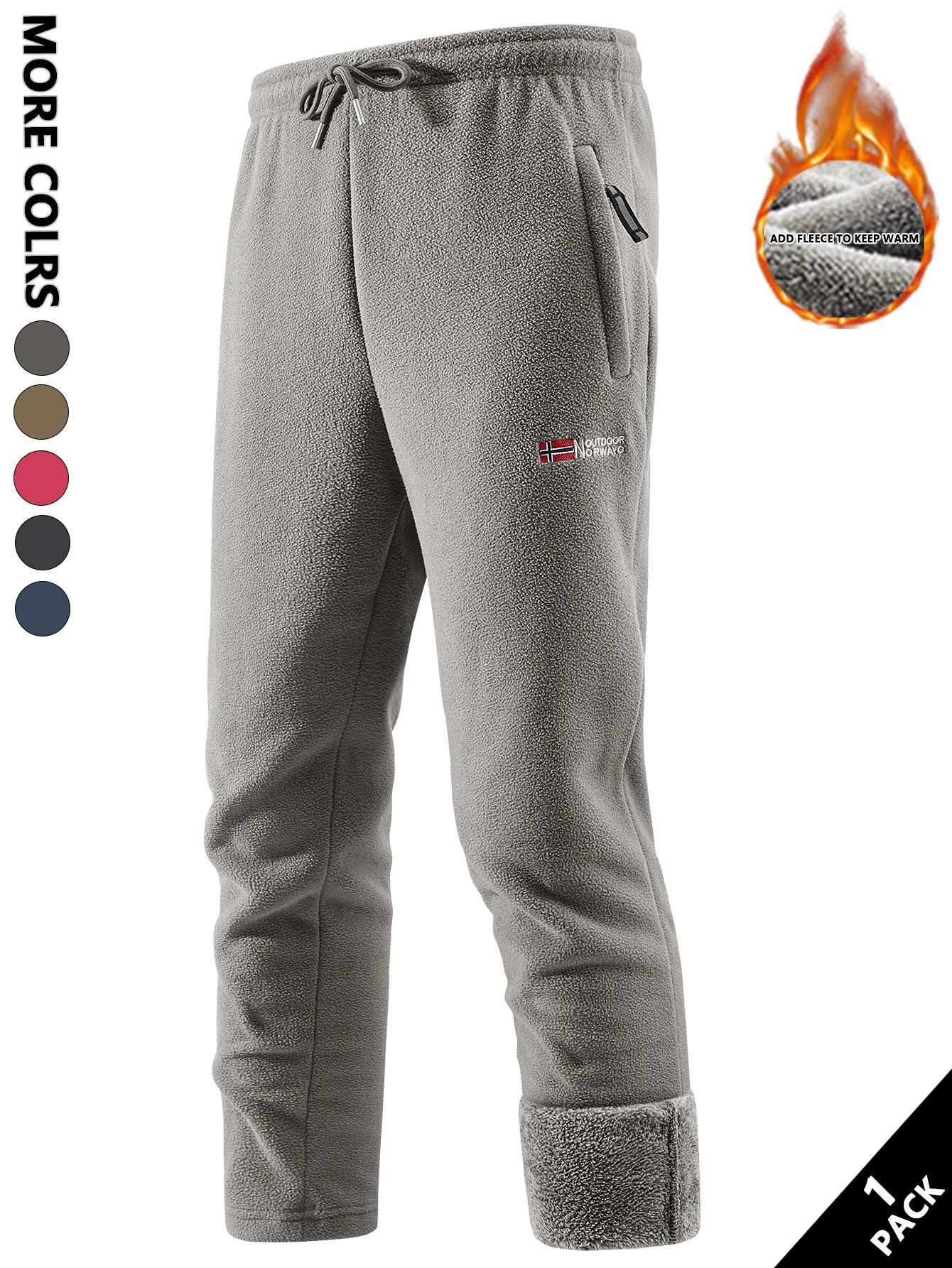 Men's Fleece-Lined Long Pants, Heat-Retaining and Warm, Soft and Skin-Friendly, Suitable for Home Leisure, Daily Commuting, Outdoor Walking, Warm-Up Exercises, Autumn and Winter Outings, and Short Trips