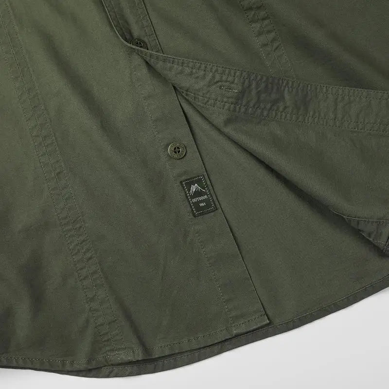 Retro Cargo Shirts Men Spring Autumn Cotton Casual Slim Fit Tops Outdoor Long Sleeve Tactical Shirt Army Denim Work Shirts