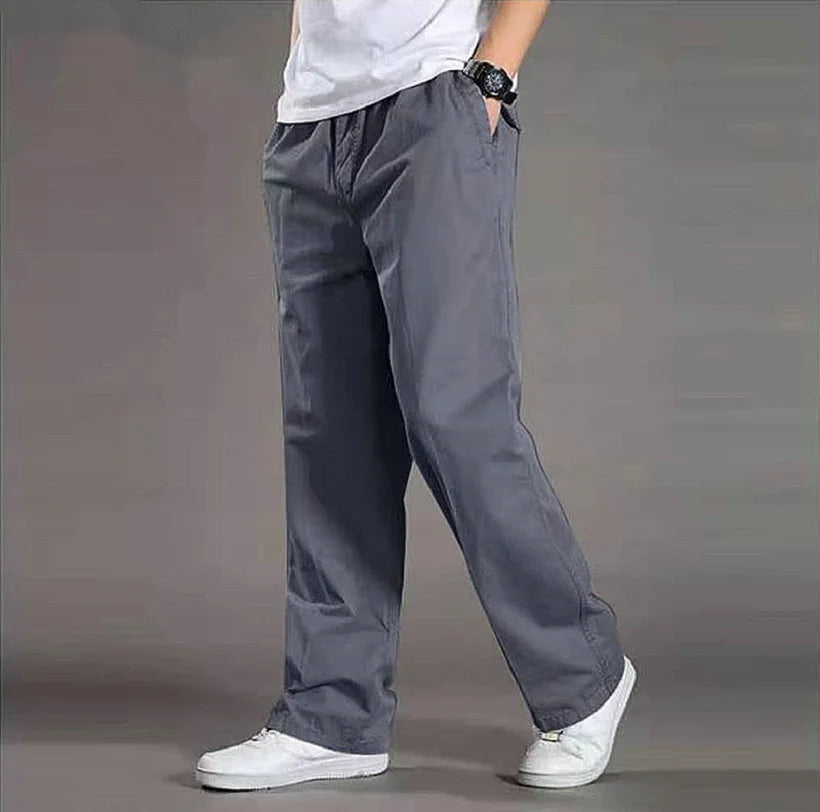Summer thin cotton casual pants men loose straight leg 2024 new men's pants trend all matching men's long pants