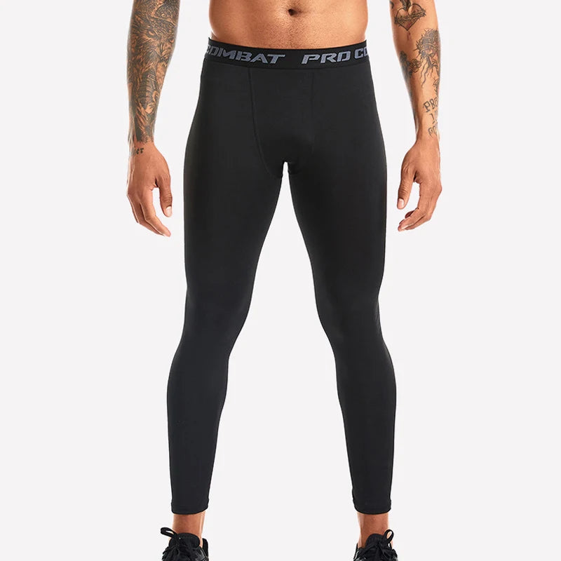 New Men's Tight Sports Pants Slim Pants Autumn And Winter Thermal Pants Plush High Stretch Quick Drying Compression Pants
