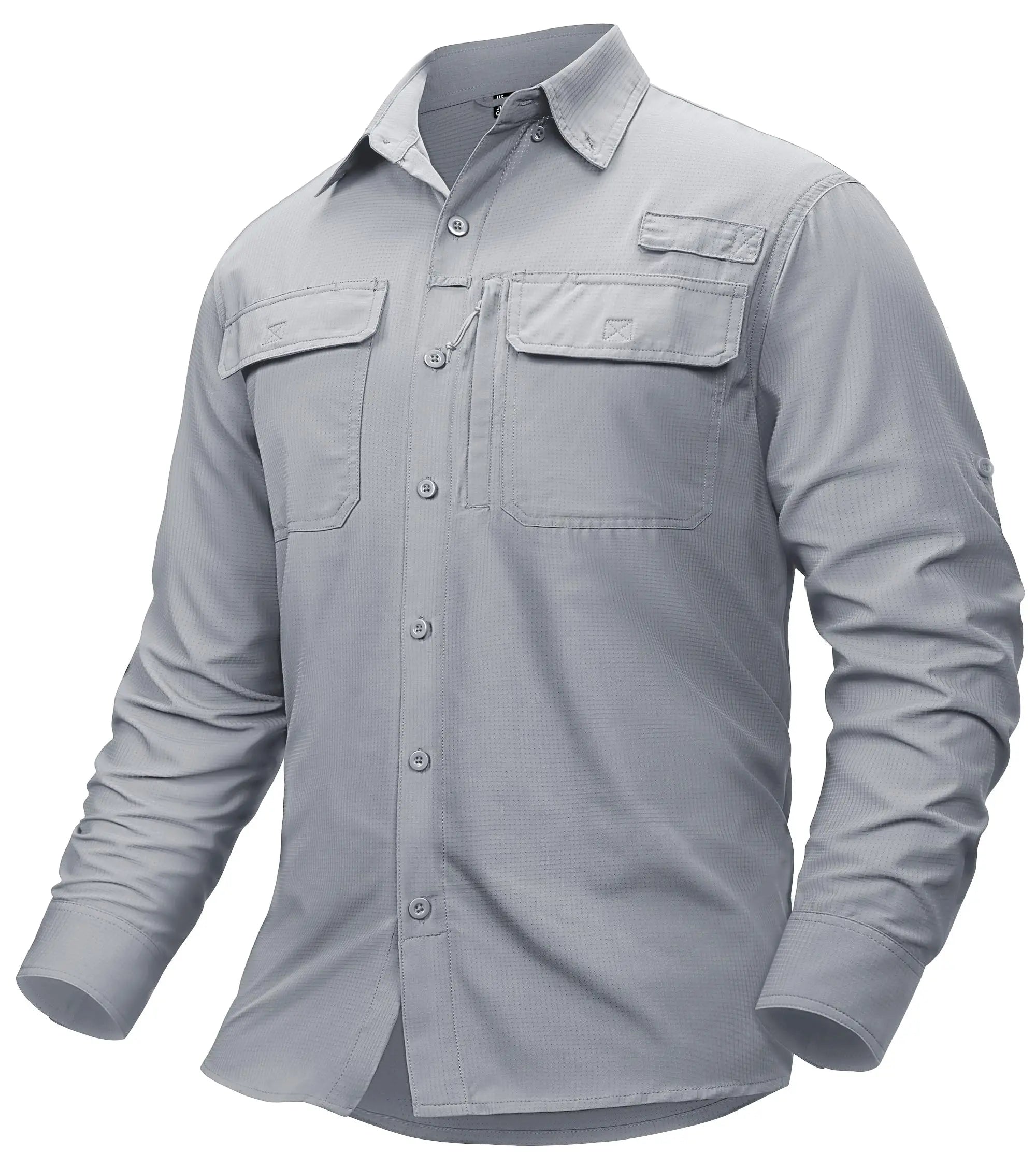 TACVASEN Quick Dry Fishing Shirts Men's UPF 50+ Sun Protection Long+short Sleeve Shirts Mesh Breathable Hiking Work Cargo Shirts