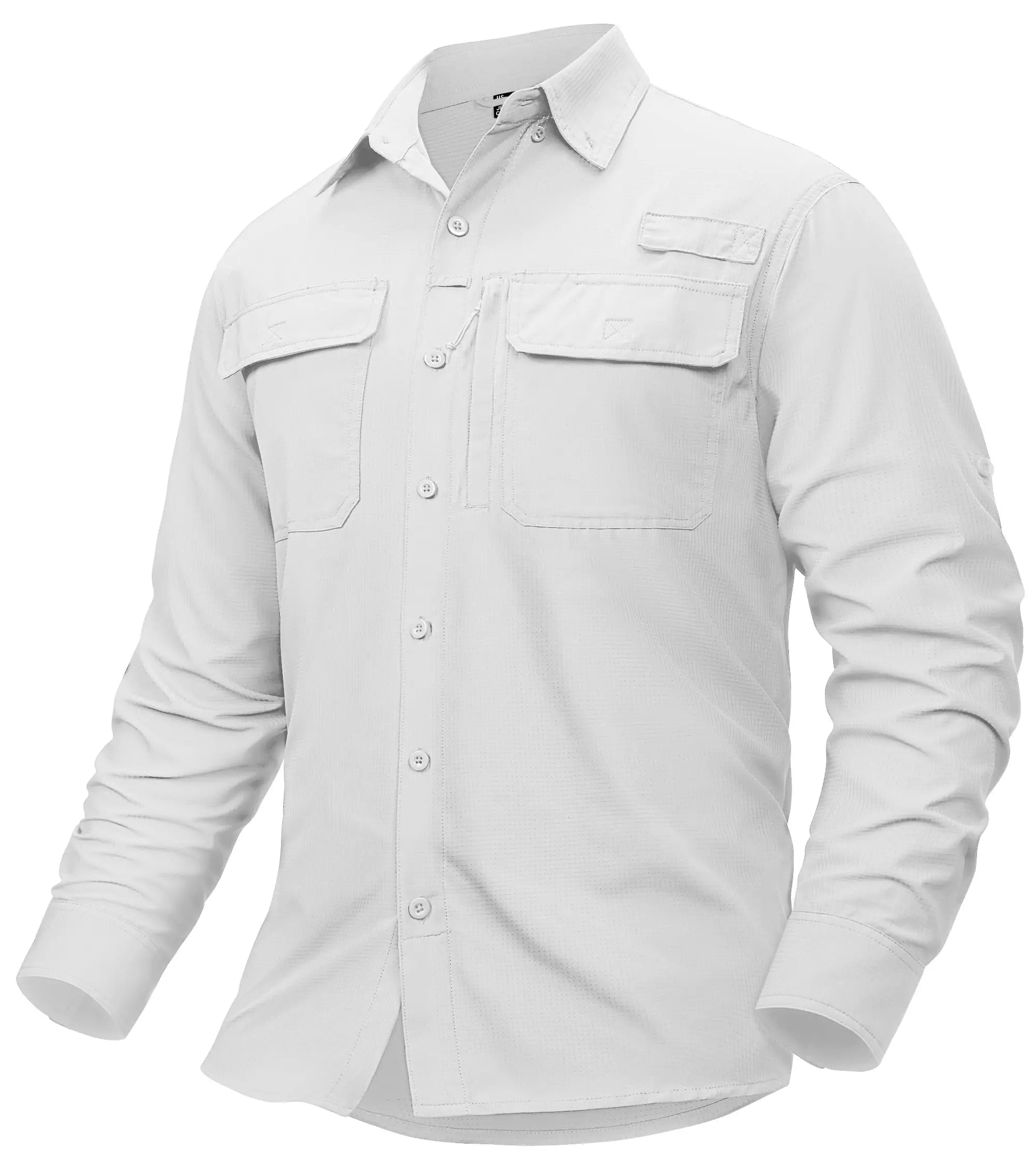 TACVASEN Quick Dry Fishing Shirts Men's UPF 50+ Sun Protection Long+short Sleeve Shirts Mesh Breathable Hiking Work Cargo Shirts