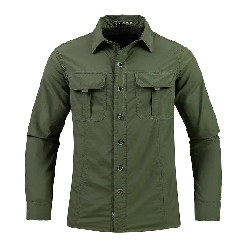 Sun Protection Fishing Shirts Men Quick Dry Long Sleeve Shirts Mesh Breathable Hiking Work Cargo Shirts Outdoor field suit