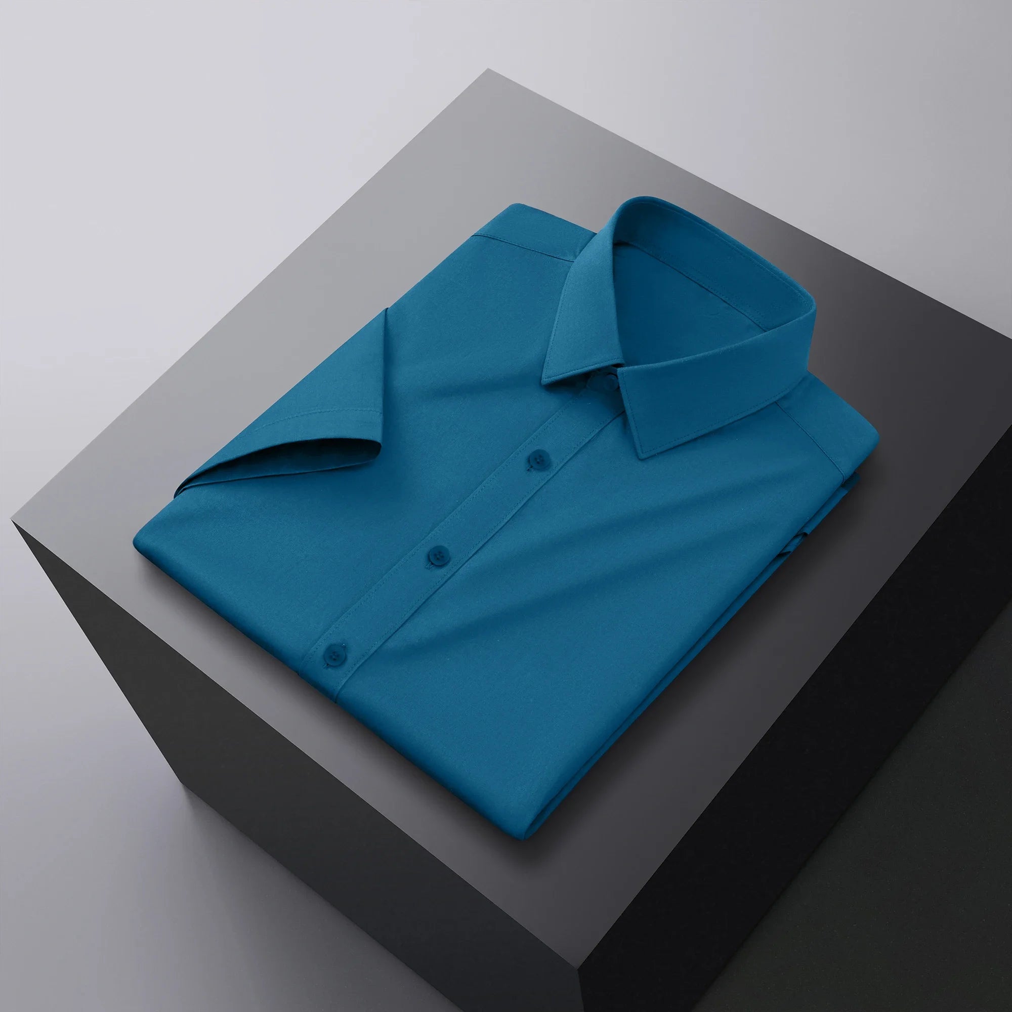 New Men's Business Casual Solid Color Short Sleeved Shirt for Summer Fashion No Ironing Comfortable and Versatile Top